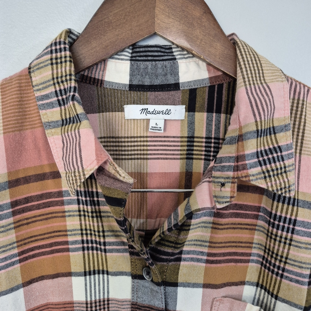 Madewell Ex Boyfriend Button Down Plaid Flannel Shirt Size Large - Picture 8 of 9
